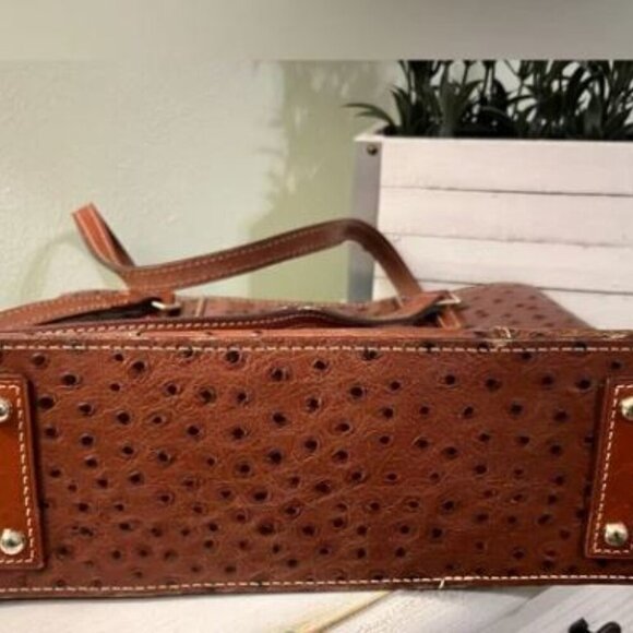 🔥🔥🔥Dooney & Bourke Ostrich collection Lexington Tote tan and brown leather - Picture 7 of 15